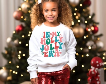 In My Holly Jolly Era Sweatshirt, Kids Christmas Sweatshirt, Holiday Pullover, Kids Xmas Shirt, Xmas Crewneck Pullover Christmas Gifts