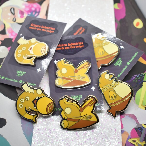 Splatoon 3 Salmon Run King Salmonid Hard Enamel Pins 1.5"