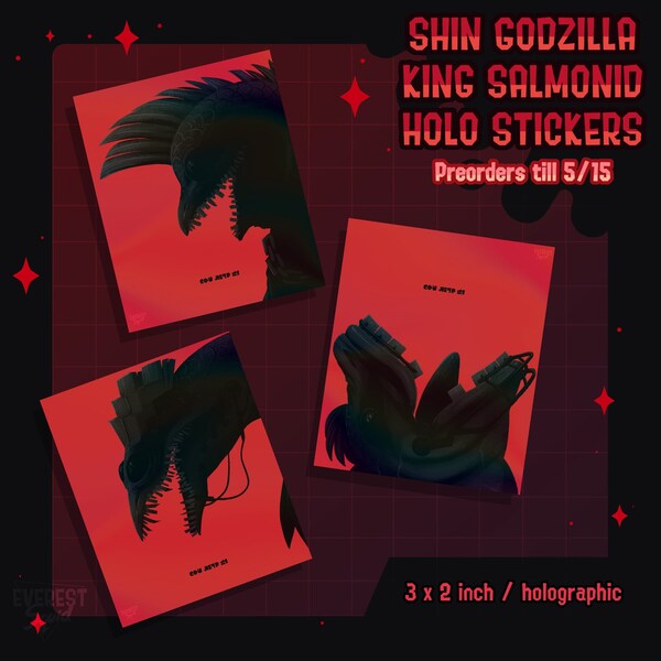 Splatoon 3 Shin Godzilla King Salmonid Stickers | Holographic Salmon Run Stickers PREORDER