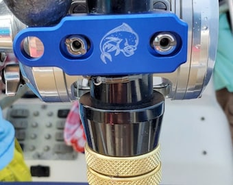 Abrazadera para carrete de pesca Penn, aluminio anodizado personalizado.