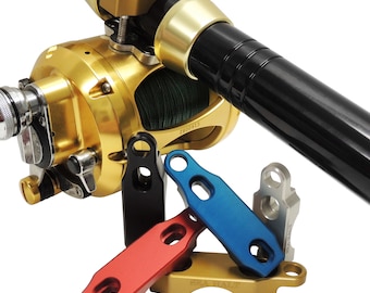 Abrazadera de aluminio anodizado para carrete de pesca Penn International (personalizable y grabable) para las series 30, 50 y 70 de Penn International