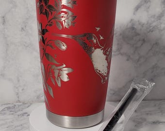 Vaso de acero inoxidable de 20 oz grabado con láser - Colibrí