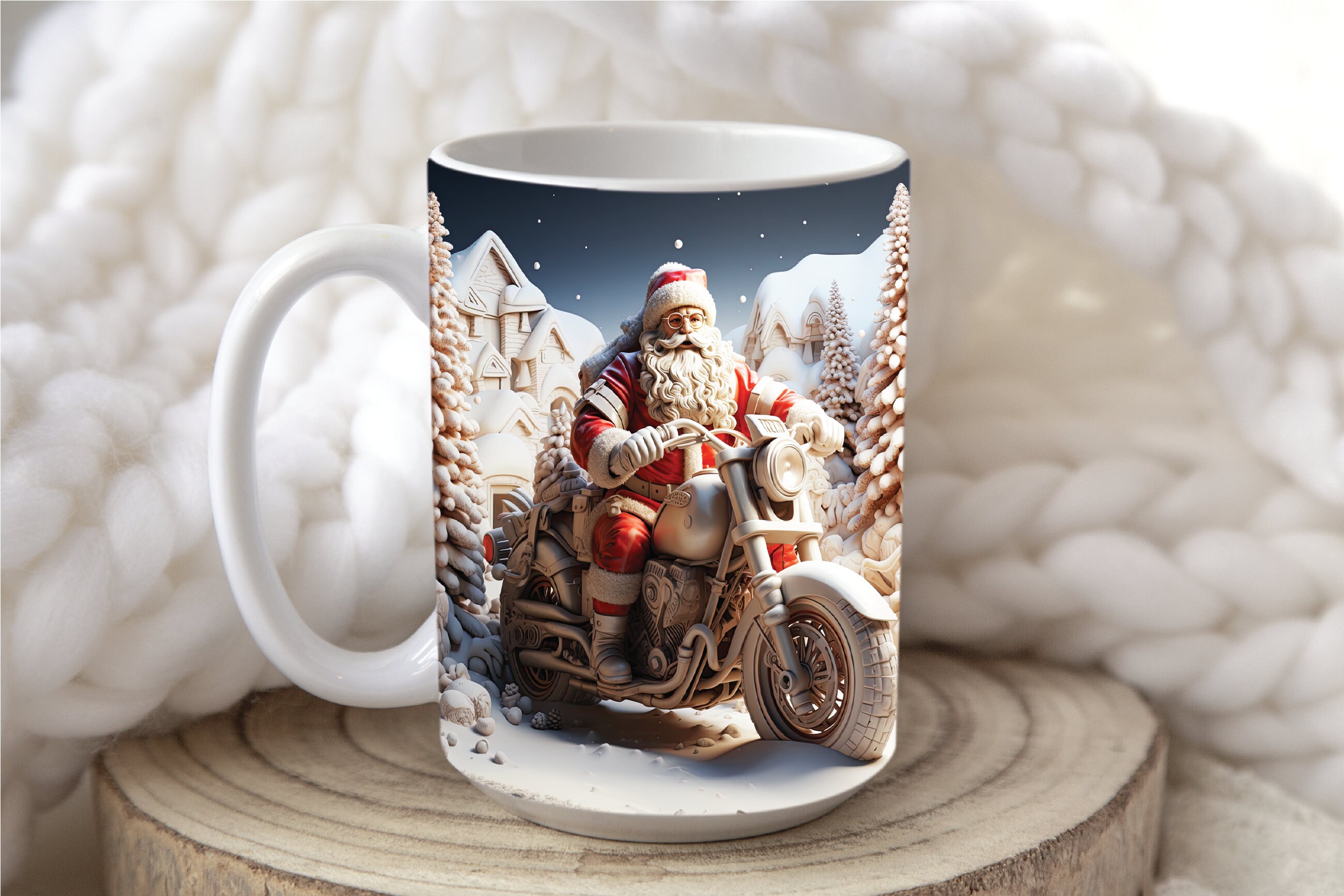 3D - バイクに乗るサンタ 15オンス マグカップ - Etsy 日本