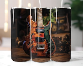 Guitar Stainless Steel Tumbler 20oz., Music Tumbler, Guitar Tumbler