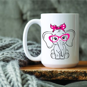 Baby Elephant With Glasses 15 oz. Coffee Mug