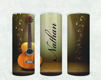 Acoustic Guitar Personalized Stainless Steel Tumbler 20oz.