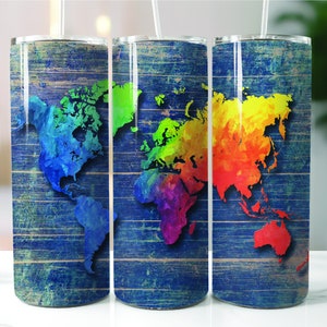 Bunte Weltkarte Edelstahl Becher 20oz.