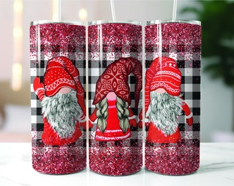 Black Plaid Gnome Holiday Stainless Steel Tumbler 20 oz.