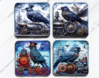 Steampunk Bird Sandstone Coasters