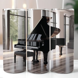 Piano Stainless Steel Tumbler 20oz., Music Tumbler, Piano Tumbler, Grand Piano