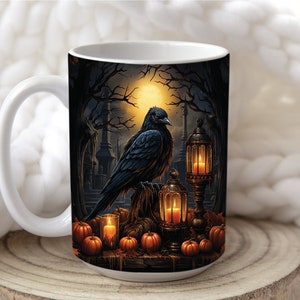 3-D - Gothic Krähe / Halloween 15oz. Becher