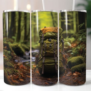 Backpacker Stainless Steel Tumbler 20oz., Backpack Tumbler, Camping Tumbler, Backpacking