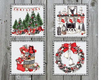 Christmas Sandstone Coasters, Christmas Coasters, Holiday Coasters, Sandstone Coasters, Drink Coasters