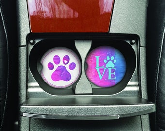 Pawprint Love Neoprene Car Coasters