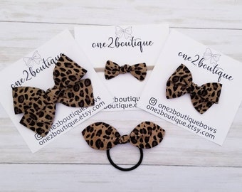 leopard hair bow for babies