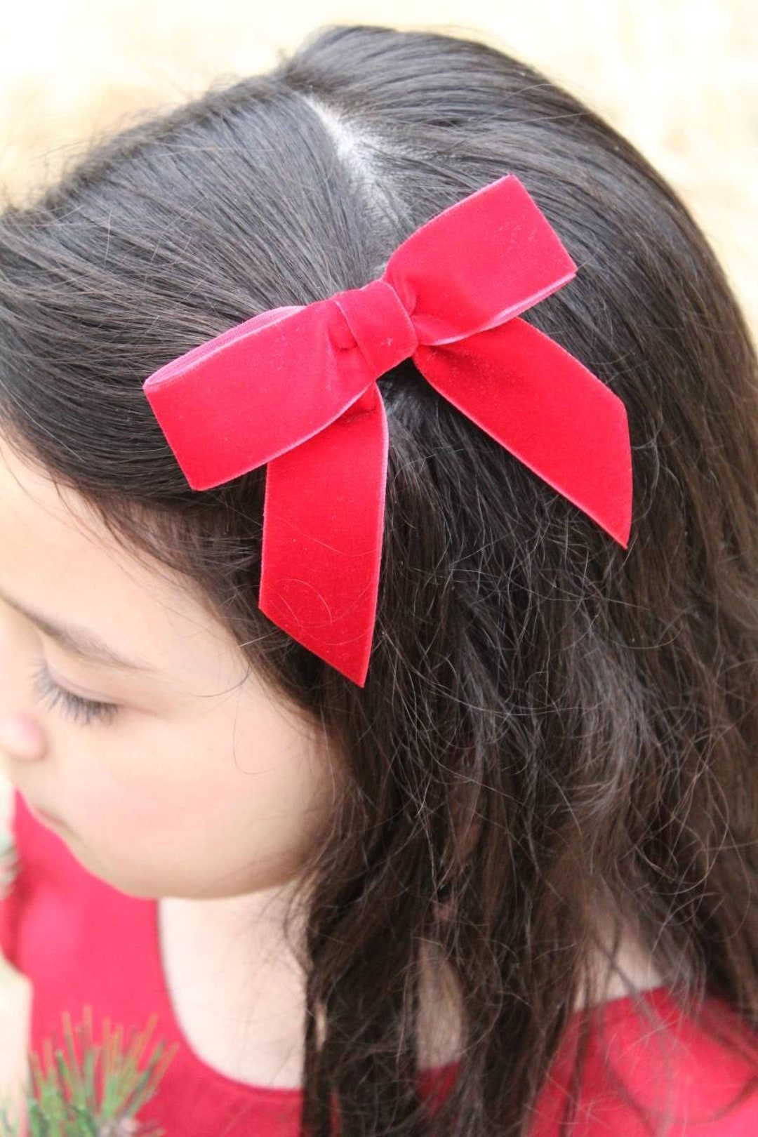 Red Velvet Christmas Bow. Red Velvet Hair Bow. Velvet Bow. Etsy