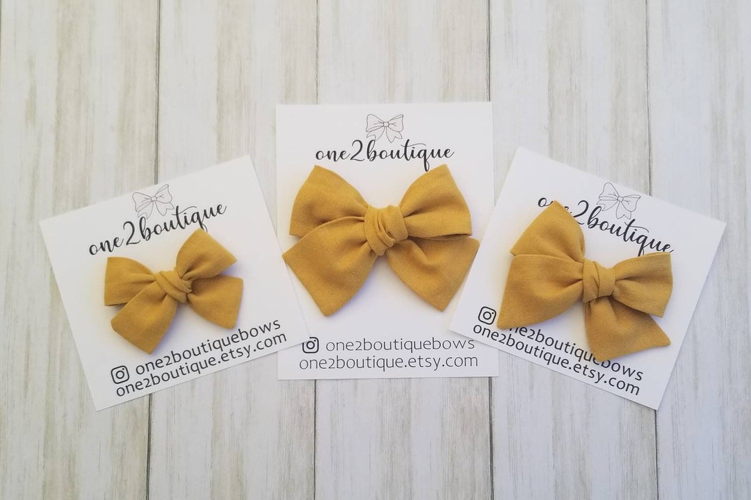 Mustard Yellow Hair Bow. Mustard Yellow Headband. Mustard Etsy