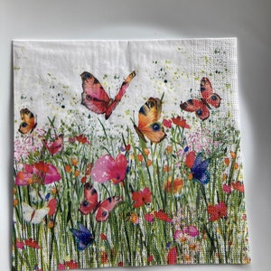 FREE SHIP Decorative Tissue Luncheon Napkin for Decoupage Wild Flowers Meadow image 1