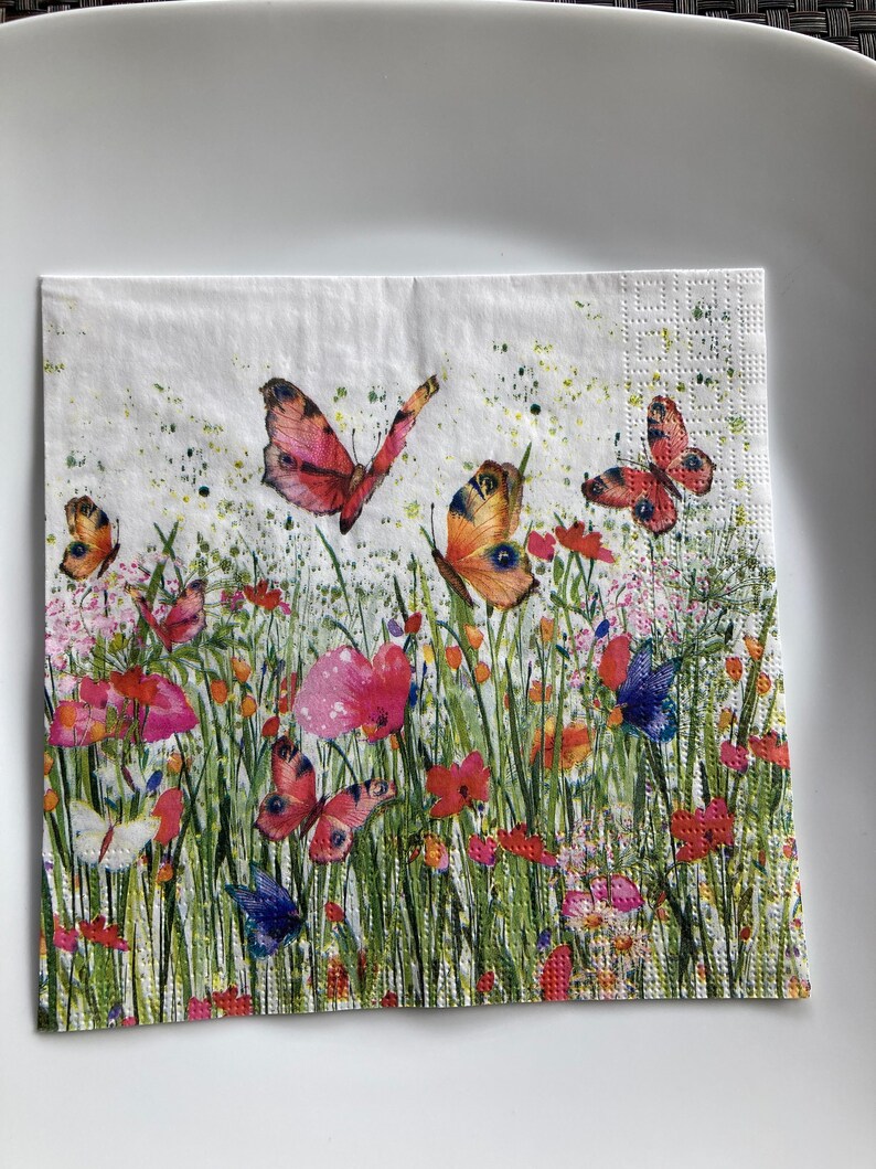 FREE SHIP Decorative Tissue Luncheon Napkin for Decoupage Wild Flowers Meadow image 1