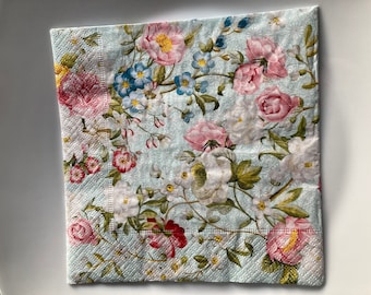 FREE SHIP - Decorative Tissue Luncheon Napkin for Decoupage "Roses Pink and White"