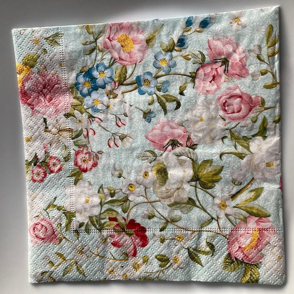 FREE SHIP - Decorative Tissue Luncheon Napkin for Decoupage "Roses Pink and White"