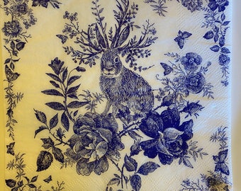 Decorative Tissue Luncheon Napkin "Whimsical Blue Bunny"