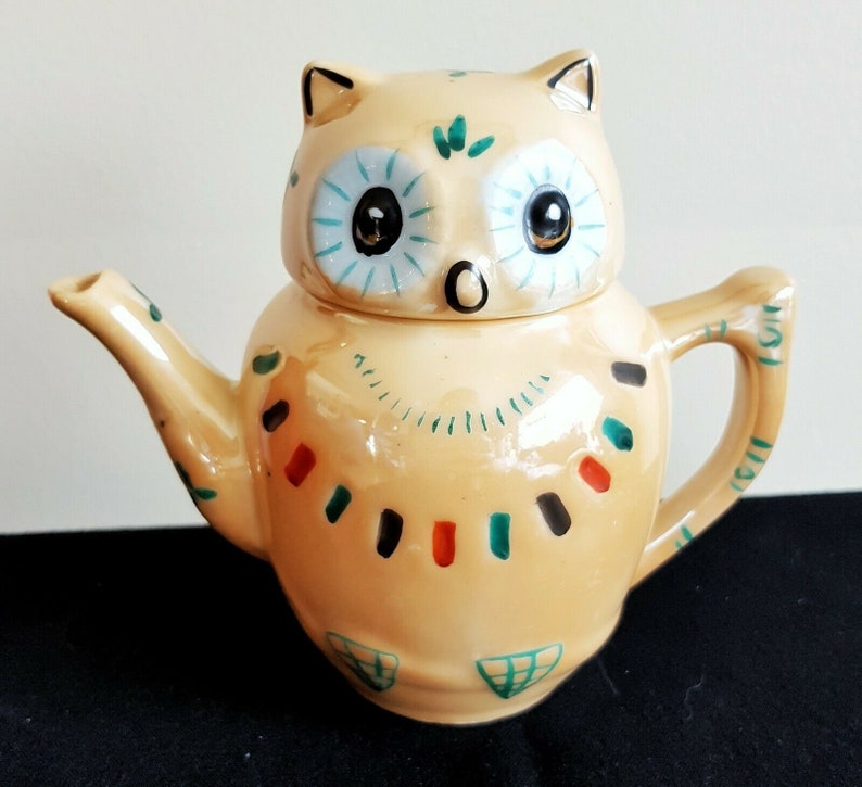 Vintage Small Owl Teapot Pier 1 Imports Lusterware Lustreware China Pottery