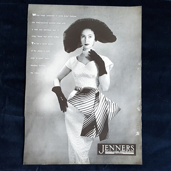 Vintage 1953 Jenners Magazine Ad Fashion Clothing Edinburgh Etsy