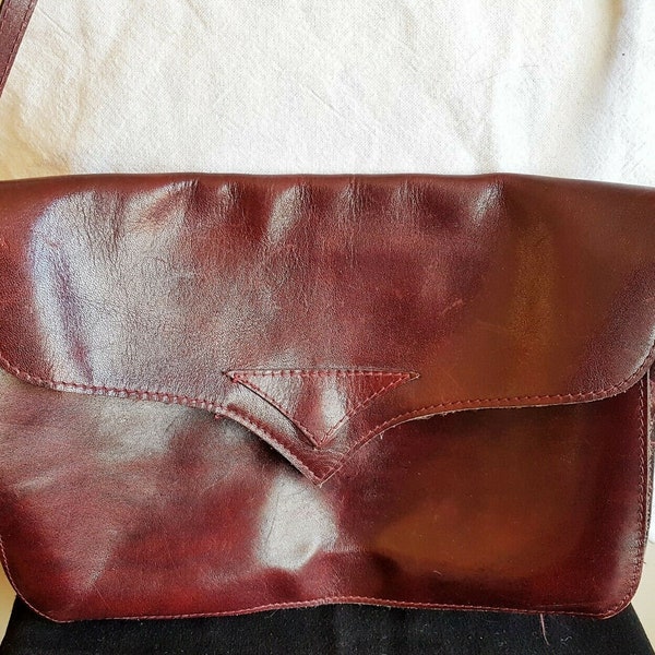 Vintage Eberle Brazilian Brown Leather Purse Handbag Made in Uruguay Retro Latin