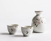 Ceramic Sake Set Japanese Handpainted Sake Cup Sakura