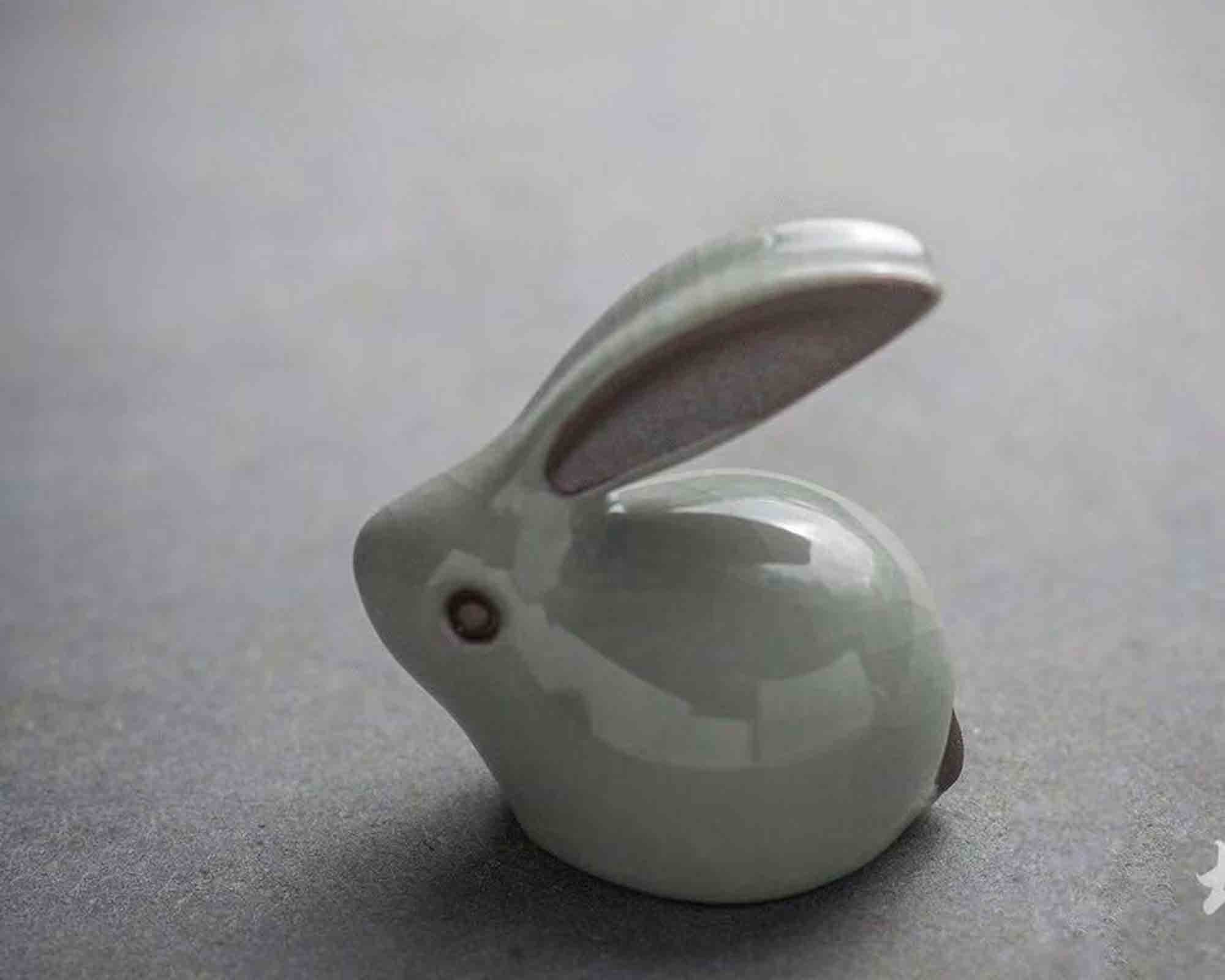 Cute Ceramic Rabbit Small Bunny Figurine Tea Pet Etsy