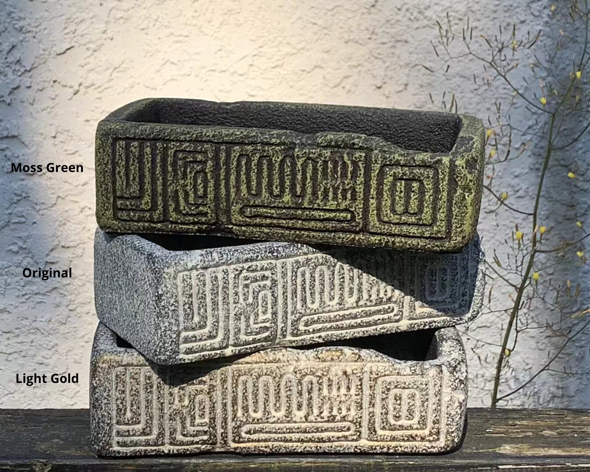 Concrete Bonsai Pot Rectangle Concrete Planter Unique Etsy