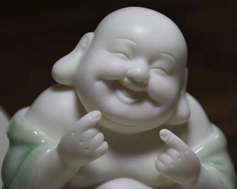 Laughing Buddha Small Buddha Statue Ceramic Happy Buddha Etsy