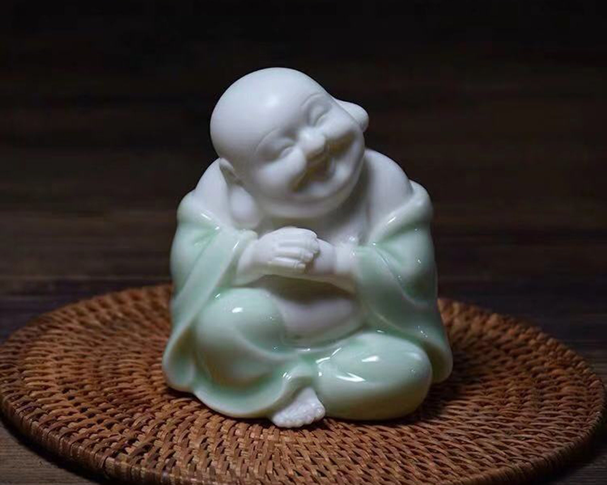 Laughing Buddha Small Buddha Statue Ceramic Happy Buddha Etsy
