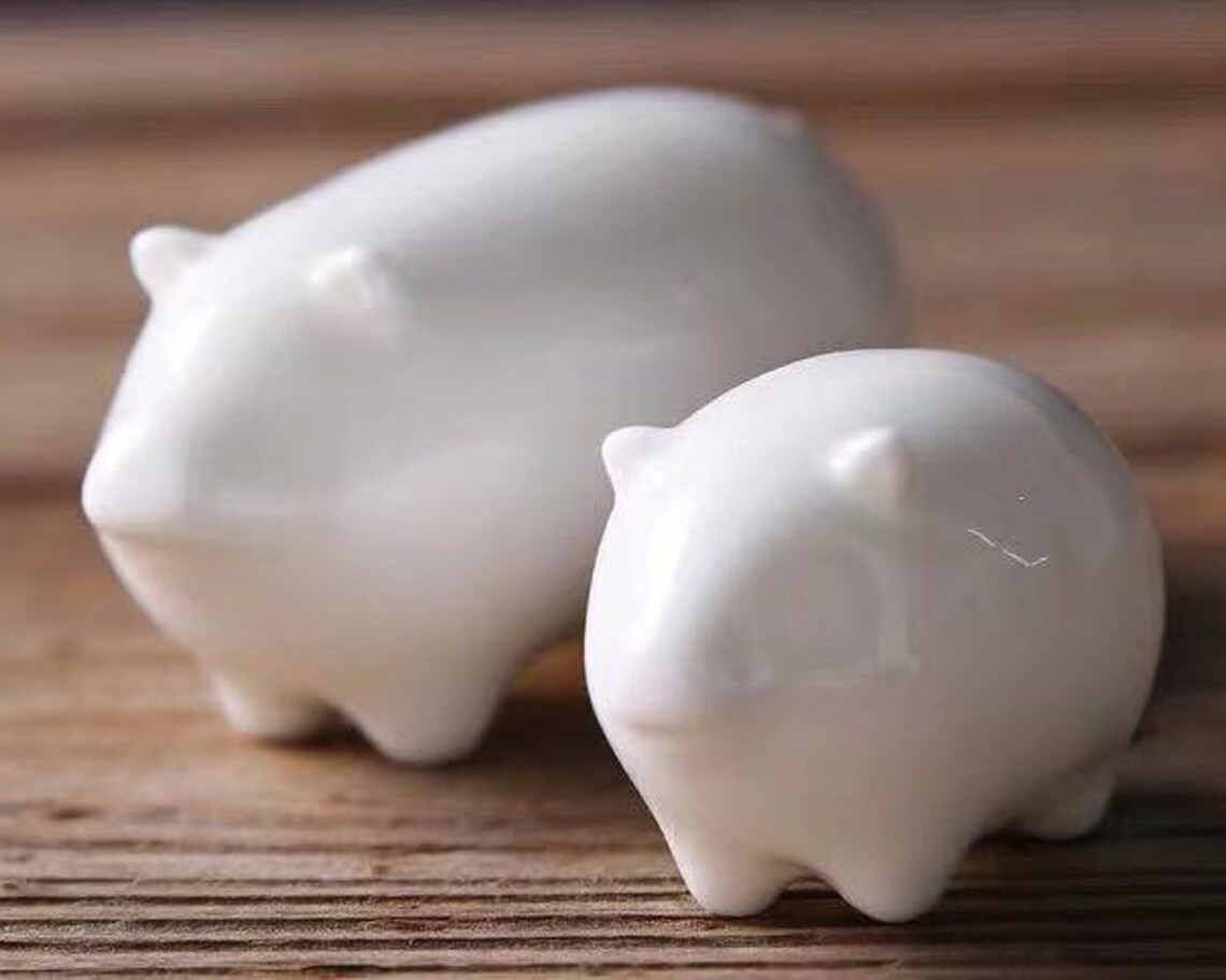 Ceramic Pig Figurines White Porcelain Pig Pig Lovers Gift Etsy
