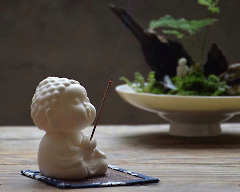 White Buddha Statue Stick Incense Burner Healing Gift Etsy