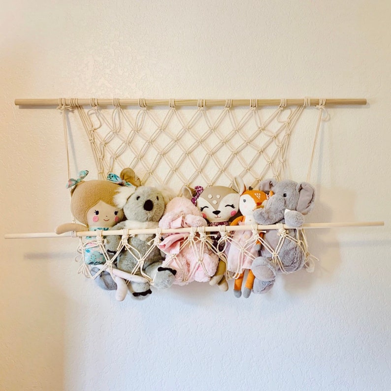 Macrame stuffed animal storage wall hanging Etsy