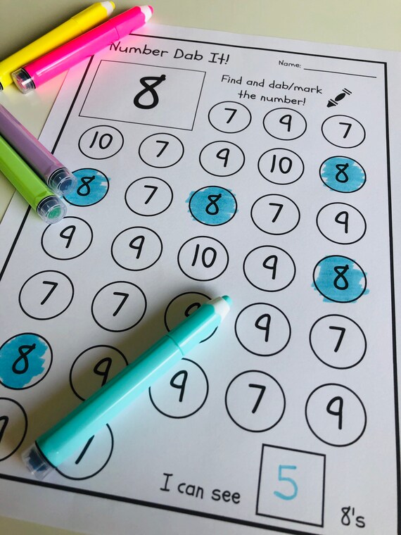 number dab it numbers 1 10 bingo school worksheets etsy finland