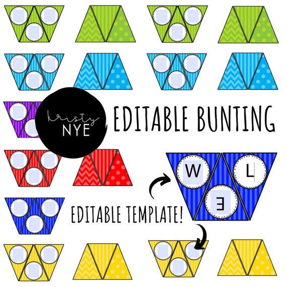 Editable Pattern Bunting Printable Banner Display Etsy