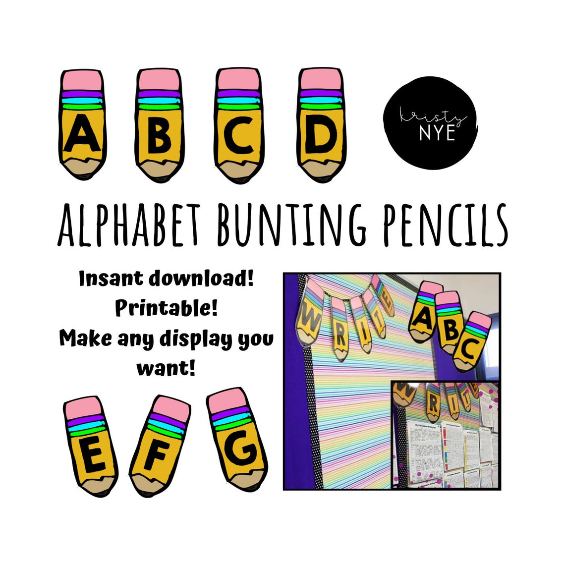 Printable Alphabet Bunting Banner Classroom Display - Etsy Hong Kong