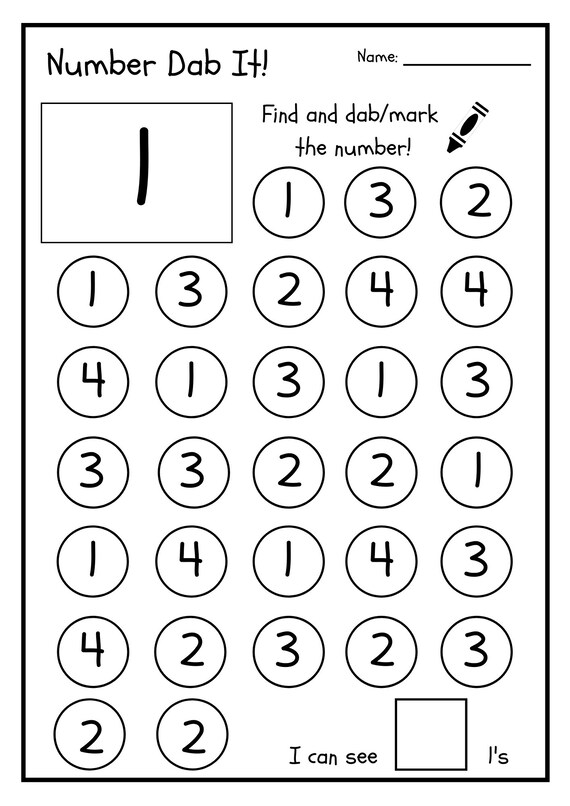number dab it numbers 1 10 bingo school worksheets etsy