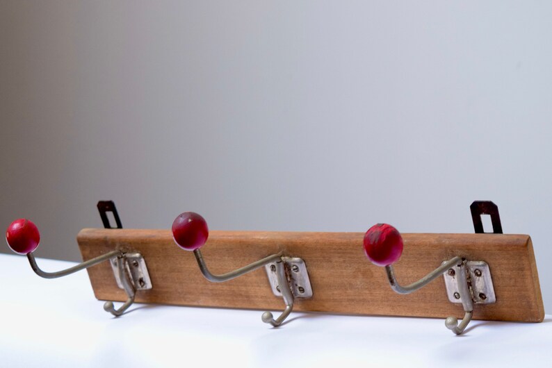 Vintage Coat Door Mural Coat Door 1960. Wooden Coat Door and Red Balls Schoolboys/' Coat Door Pat\u00e8res