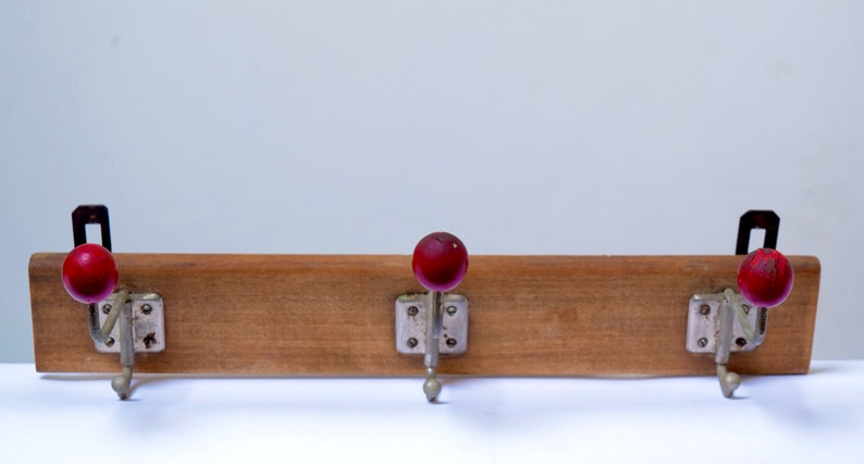 Vintage Coat Door Mural Coat Door 1960. Wooden Coat Door and Red Balls Schoolboys/' Coat Door Pat\u00e8res