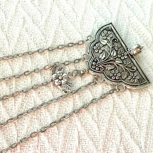 Silver Floral Chatelaine: Victorian Style Sewing Tool Organizer