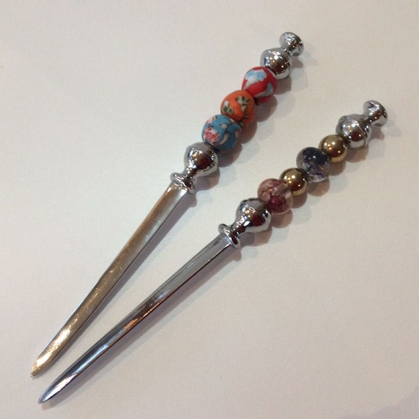 CLEARANCE! Reduced priced letter opener, recycled glass bead letter opener, paper knife, office supply, letter opening tool, desk accessory