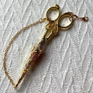 Gold Embroidery Scissors and Cover: Antique-Gold Victorian Style Scissor Sheath set