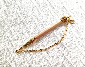Gold Victorian Chatelaine Pencil: Decorative Chain Accessory for Crafters