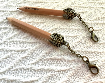 Chatelaine pencil, pencil on chain, bronze pencil, antique style pencil, vintage style pencil, Victorian style pencil, decorative pencil