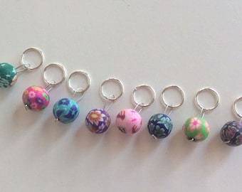 Polymer Clay Stitch Markers: Set of 8 Snag-Free Knitting Rings