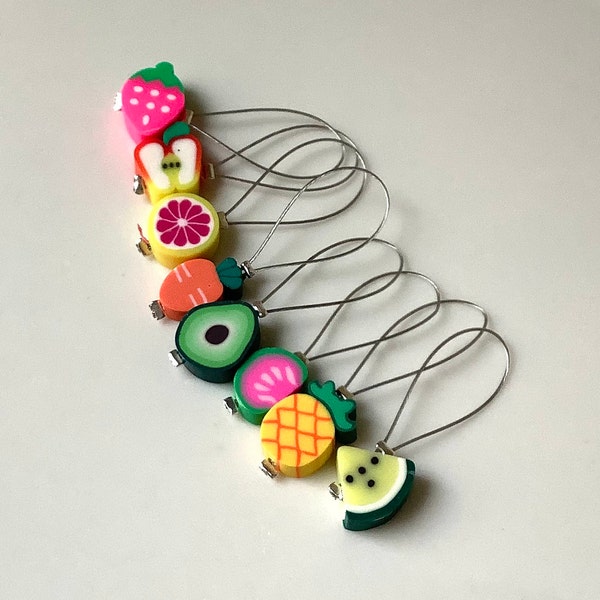 8 Fruit knitting stitch markers, small lightweight stitch markers, cute food stitchmarkers, knitting accessory, beaded stitch markers, gift